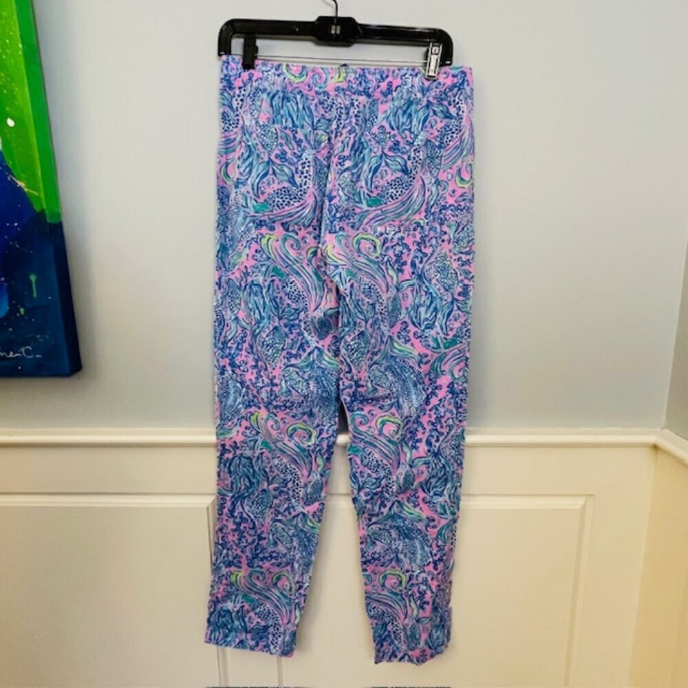 Lilly Pulitzer Linen Resortwear Pants Taron Lilac Rose We Mermaid It Small - Picture 6 of 11